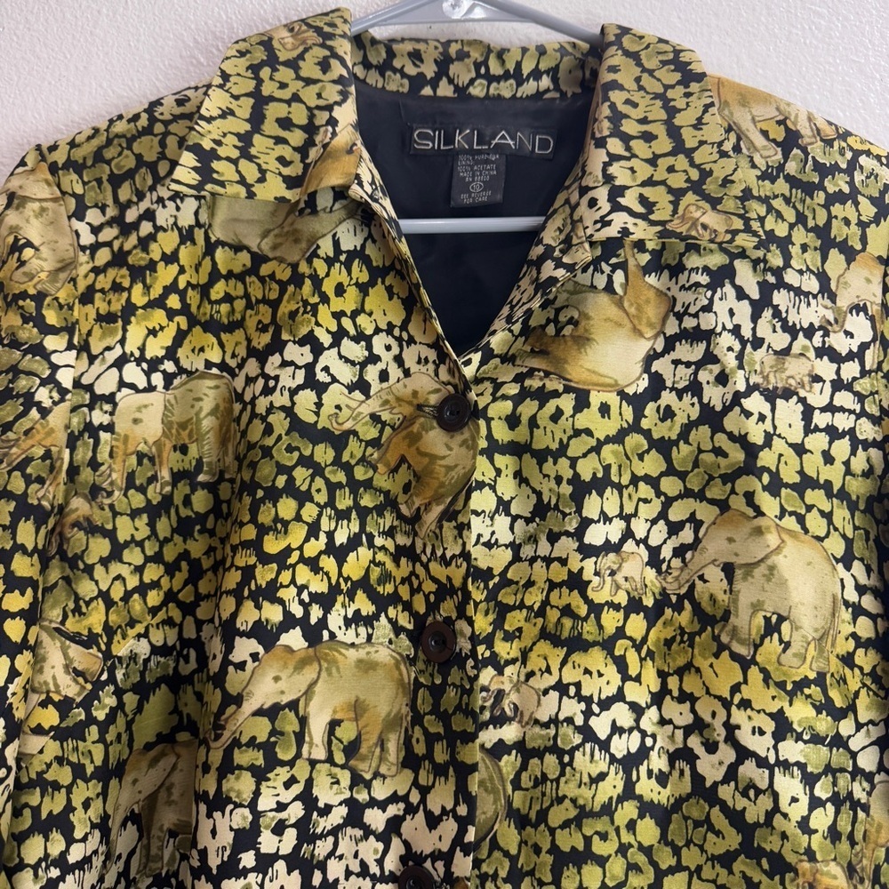 Silkland Vintage Elephant Top Button Up Size 10 - Picture 3 of 9